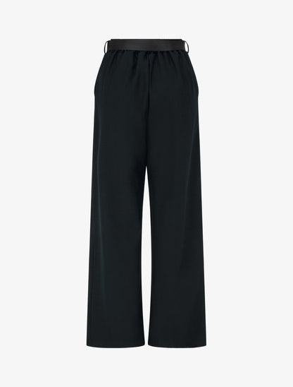 Pantalon ample à taille haute et ceinture style foulard - Noir - 2