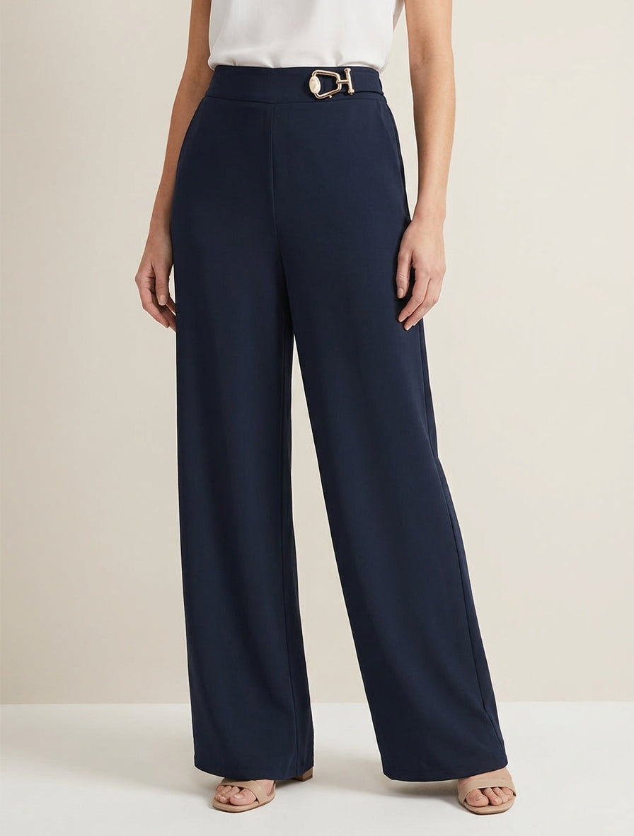 Pantaloni ampi a vita alta con gioiello fantasia - Marina