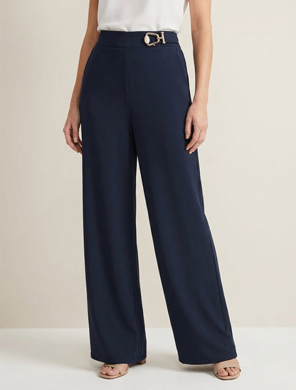 Pantaloni ampi a vita alta con gioiello fantasia - Marina