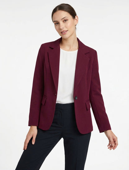 Blazer semplice con collo dentellato - Feccia di vino