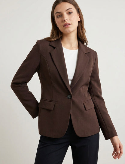 Blazer semplice con collo dentellato - Marrone
