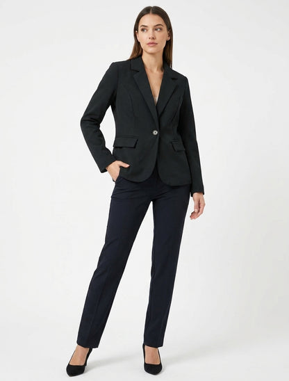 Blazer semplice con collo dentellato - Nero