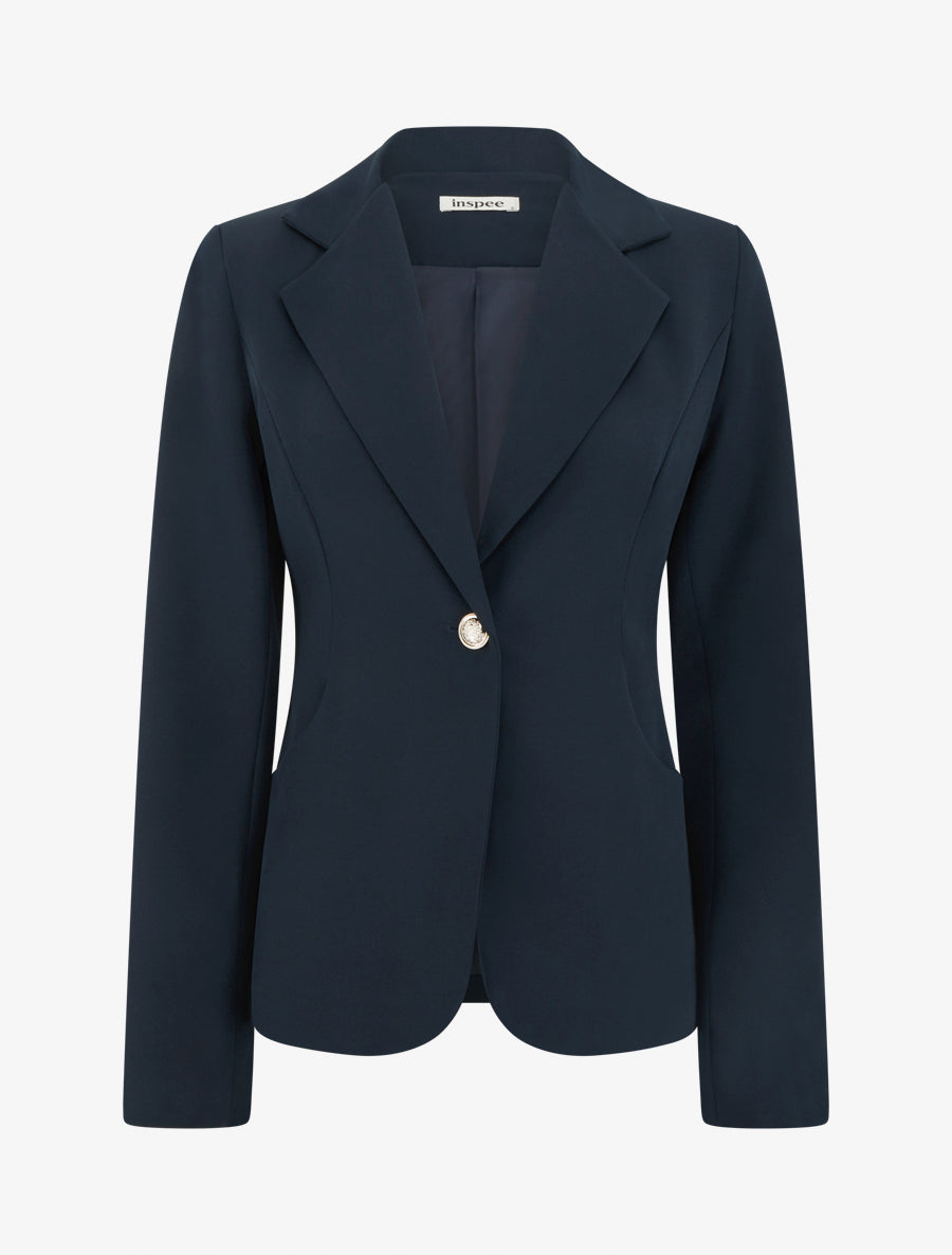 Blazer cintré à un bouton et épaulettes - Marine - 1