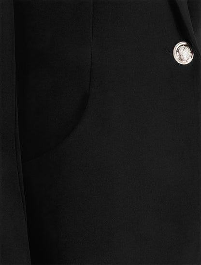 Blazer cintré à un bouton et épaulettes - Noir - 3