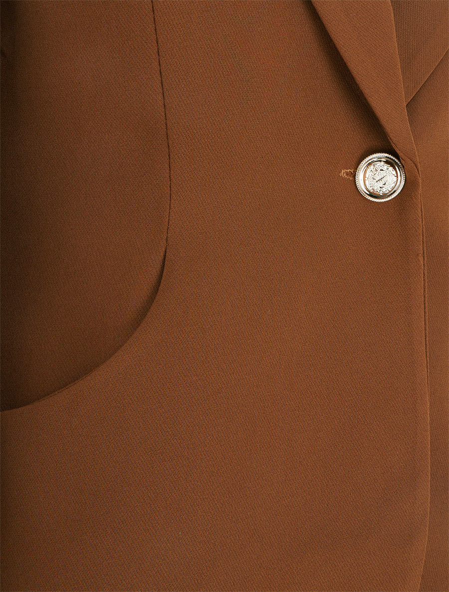 Blazer cintré à un bouton et épaulettes - Camel - 3