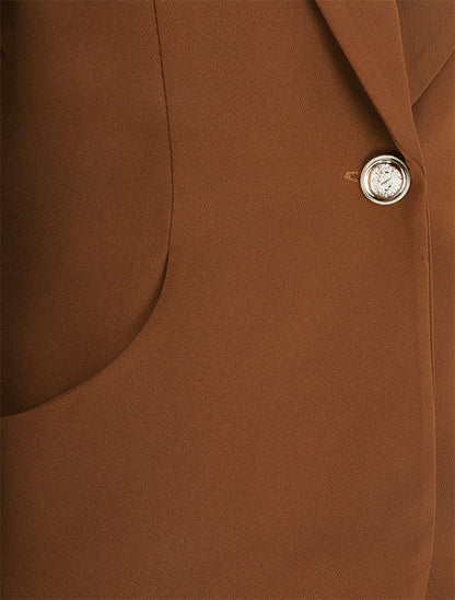 Blazer cintré à un bouton et épaulettes - Camel - 3