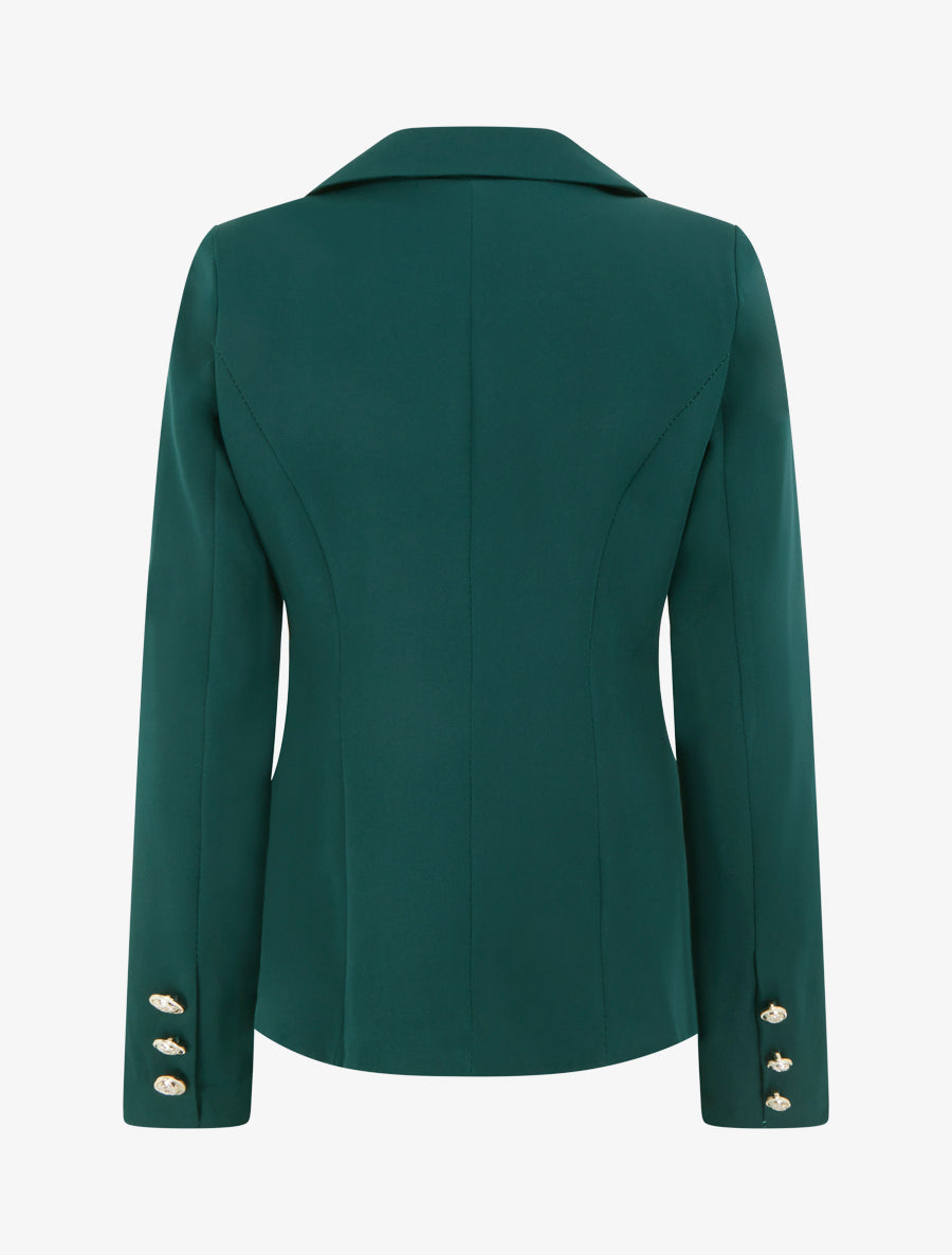 Blazer cintré à un bouton et épaulettes - Vert foncé - 2