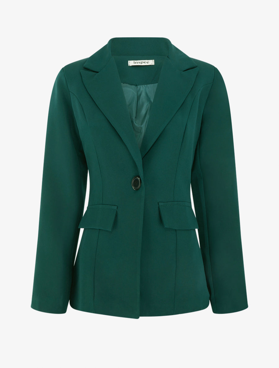 Blazer basique à épaulettes - Vert foncé - 1