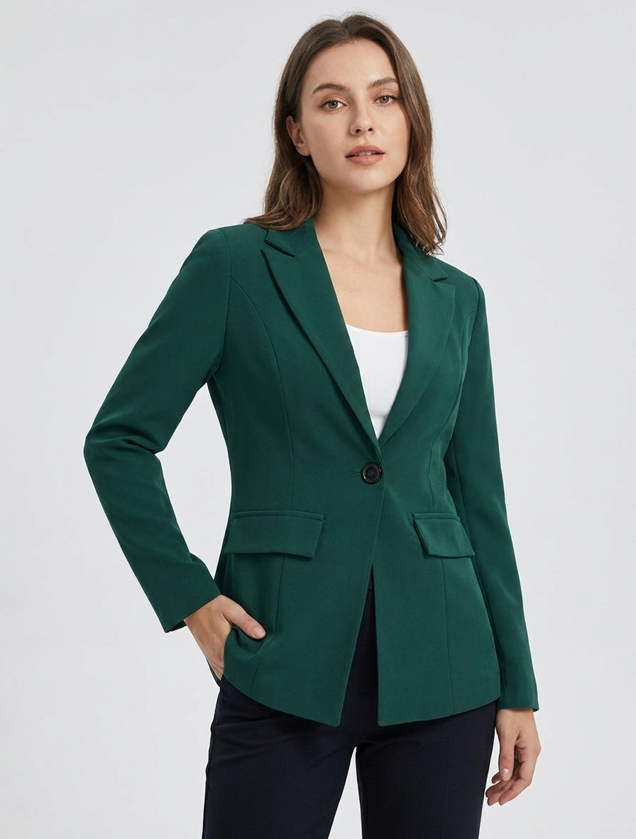 Blazer basico con spalline - Verde scuro