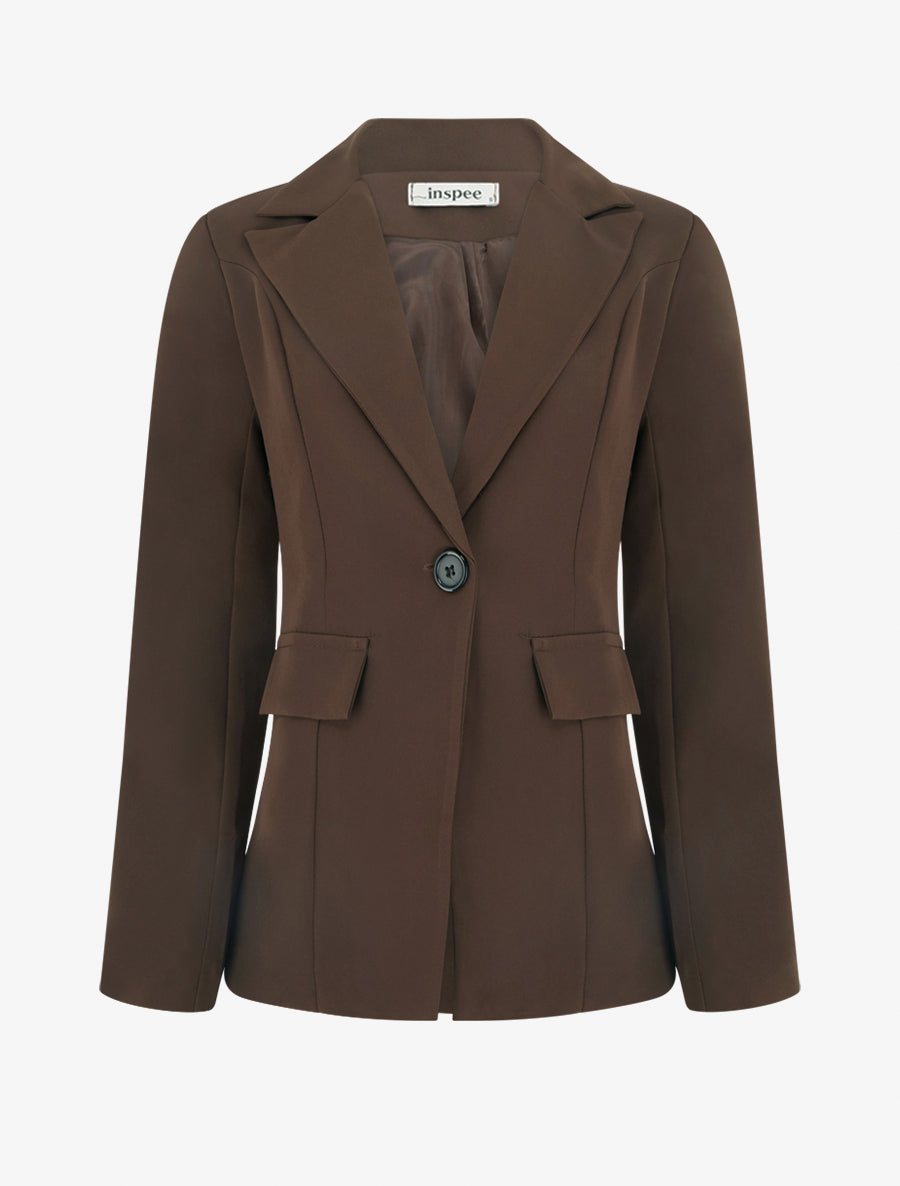 Blazer basique à épaulettes - Marron - 1