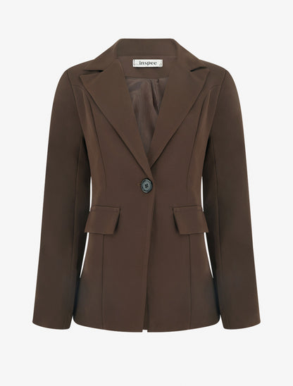 Blazer basique à épaulettes - Marron - 1