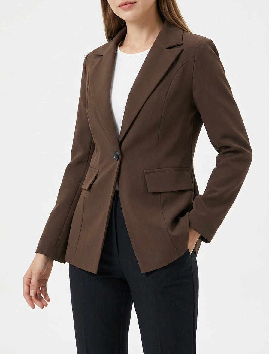 Blazer basico con spalline - Marrone