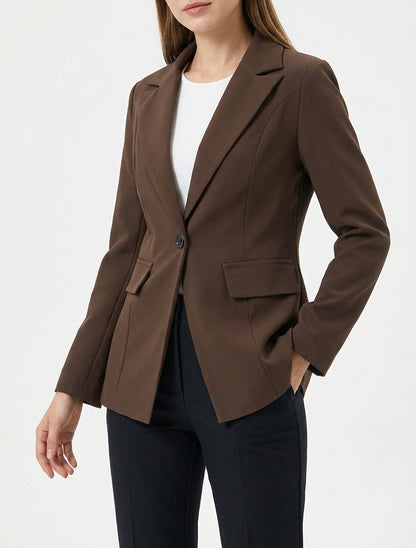 Blazer basico con spalline - Marrone