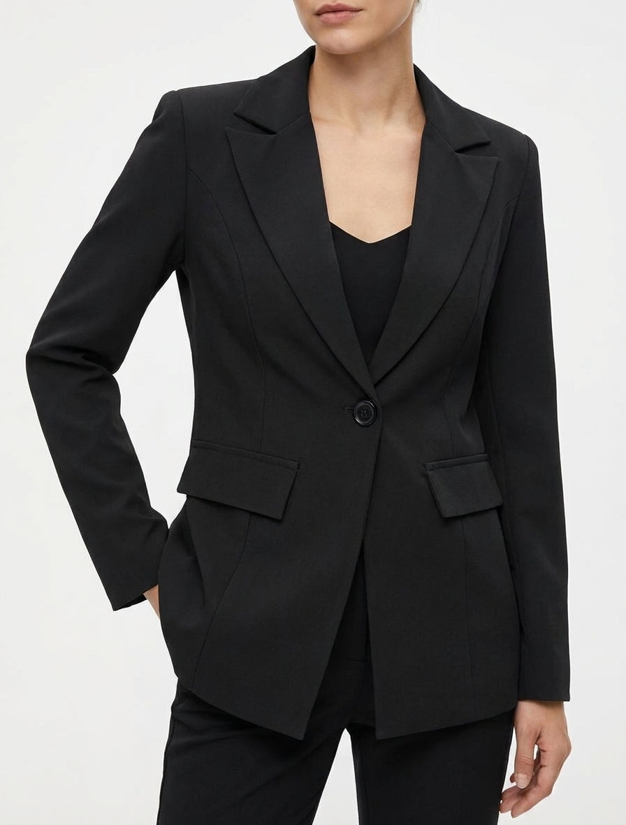Blazer basico con spalline - Nero