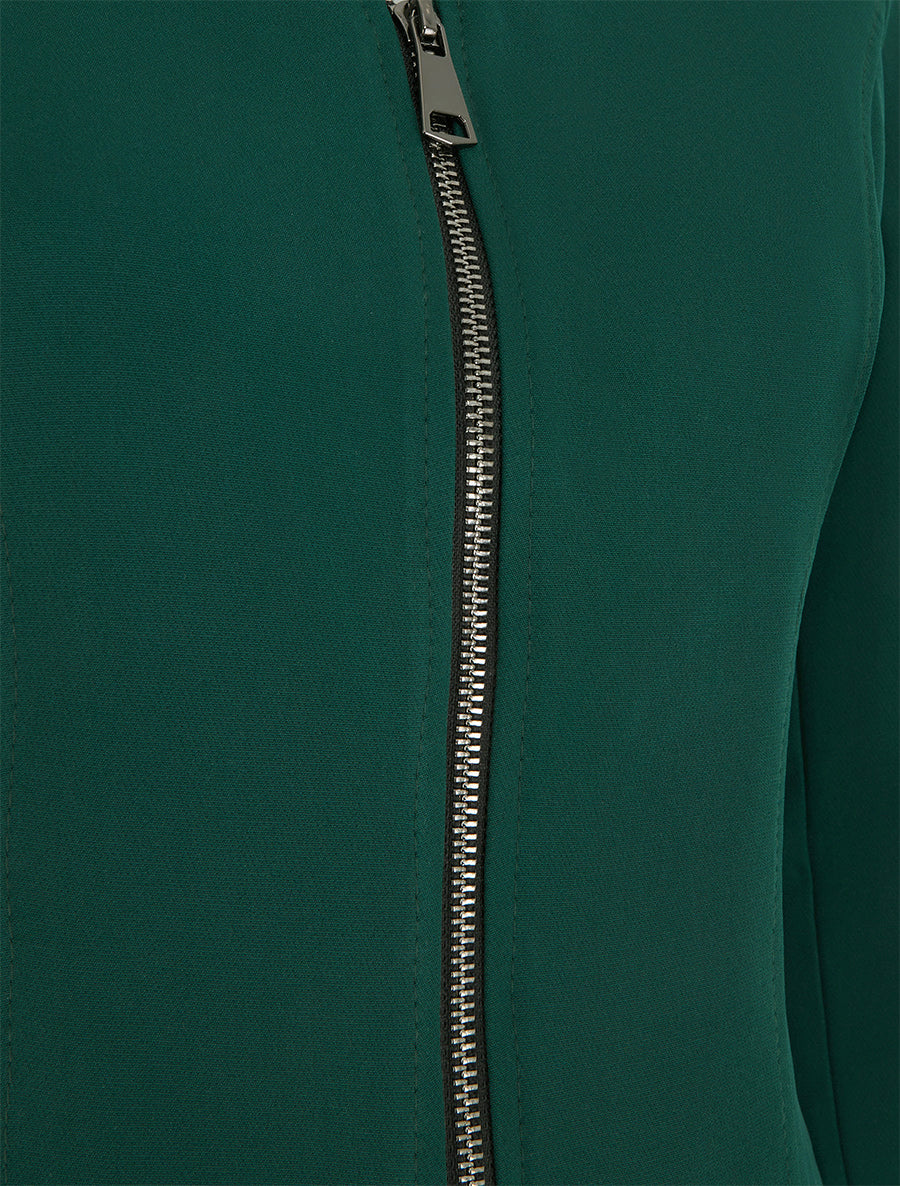 Veste cintrée à épaulettes et zip - Vert foncé - 3