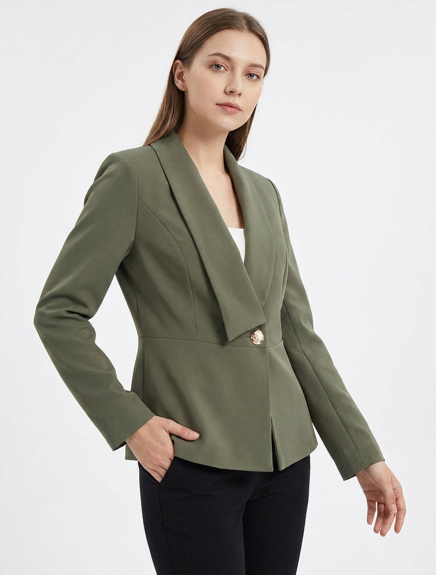 Blazer semplice con collo dritto stilizzato - Cachi
