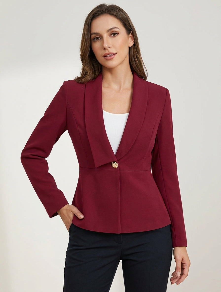 Blazer semplice con collo dritto stilizzato - Bordeaux