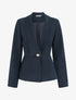 Blazer uni à col droit stylisé - Marine - 1