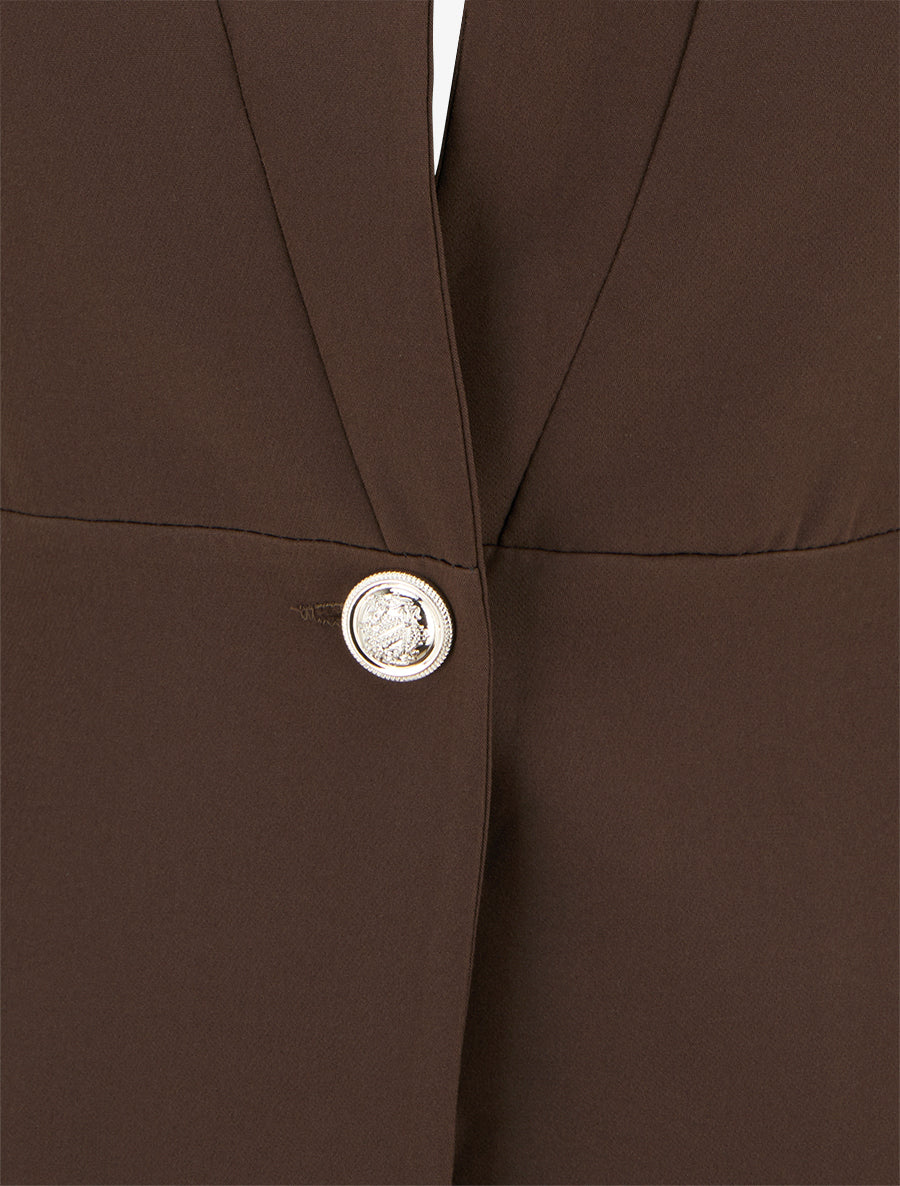 Blazer uni à fermeture boutonné - Marron - 3