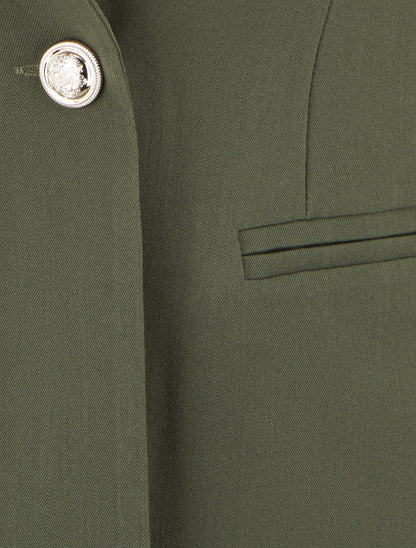 Blazer uni à col droit - Kaki - 3