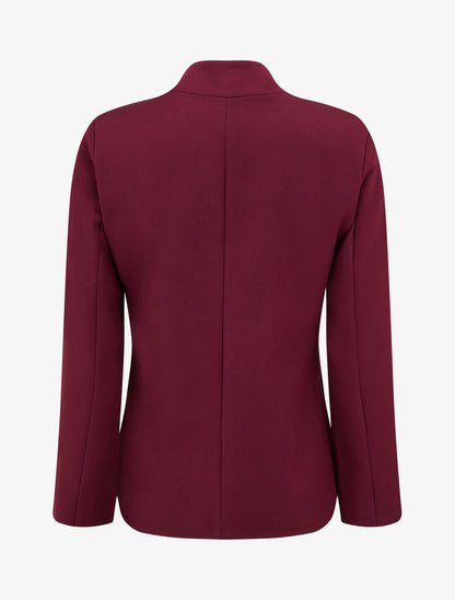 Blazer uni à col droit - Lie de vin - 2