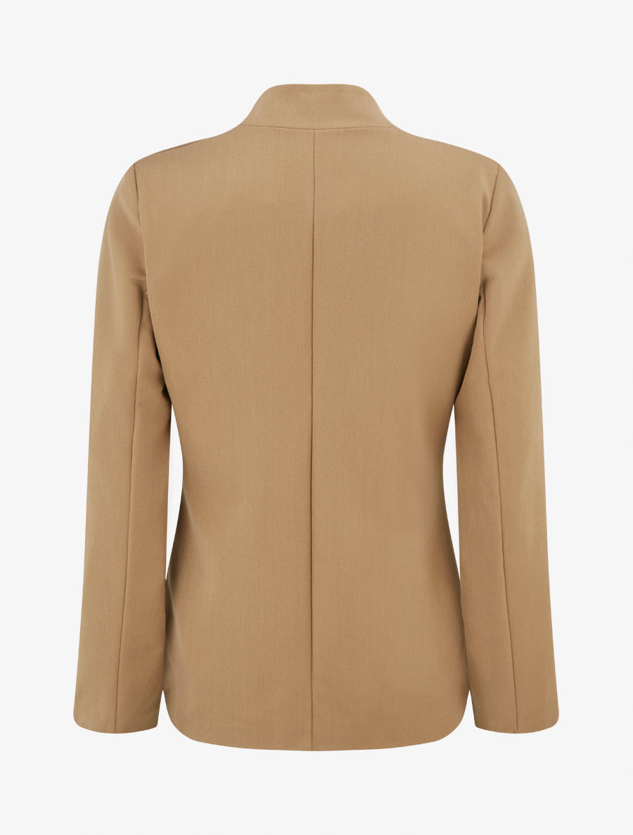 Blazer uni à col droit - Camel - 2