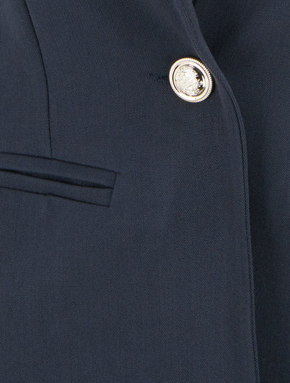 Blazer uni à col droit - Marine - 3