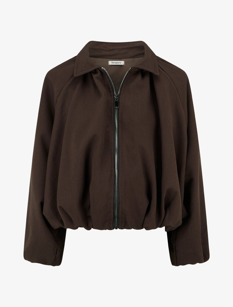 Bomber uni à bords élastiqués - Marron - 1