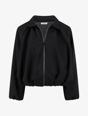 Bomber uni à bords élastiqués - Noir - 1