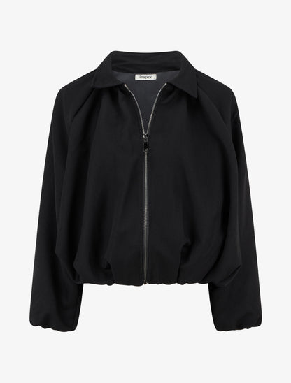 Bomber uni à bords élastiqués - Noir - 1