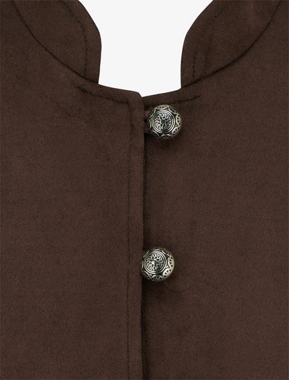 Veste en suédine boutonnée style officier - Marron - 3