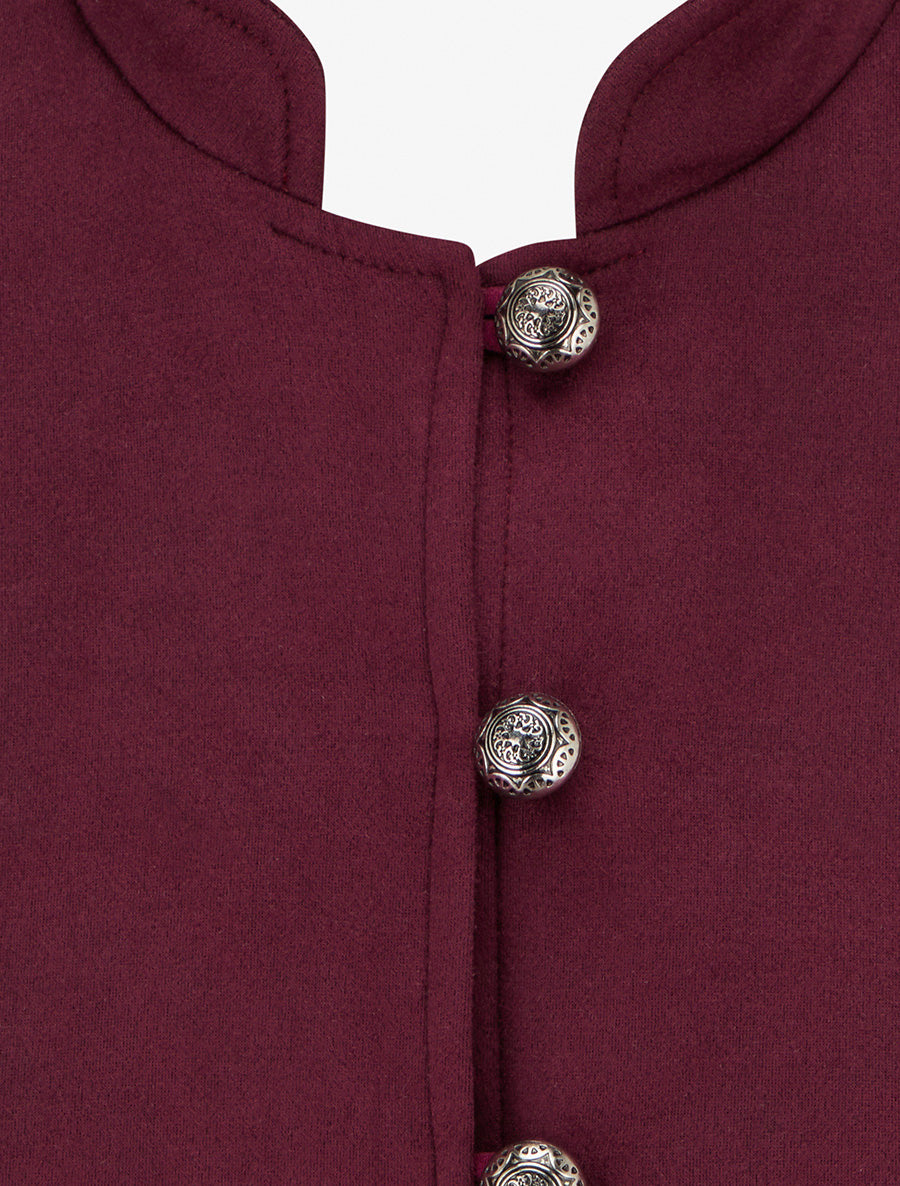 Veste en suédine boutonnée style officier - Lie de vin - 3