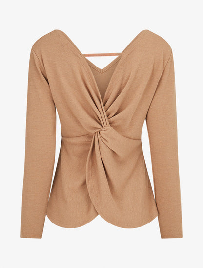 Pull fin à dos torsadé - Taupe - 2