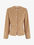 Veste en suédine boutonnée à col rond - Beige - 1