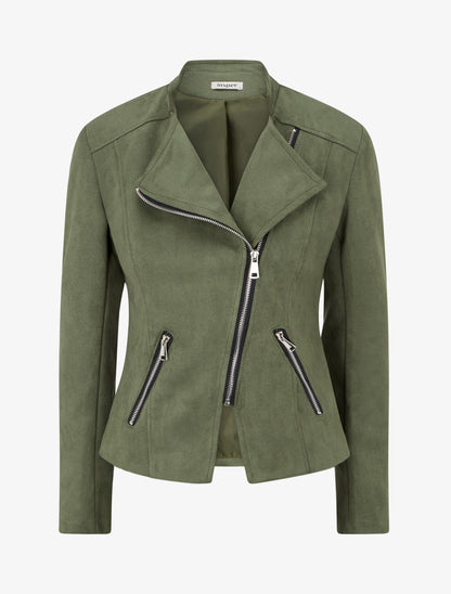 Veste style perfecto en suédine - Kaki - 1