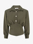 Blouse élastiquée à col à pied - Kaki - 1
