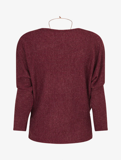 Pull côtelé et irisé - Lie de vin - 2