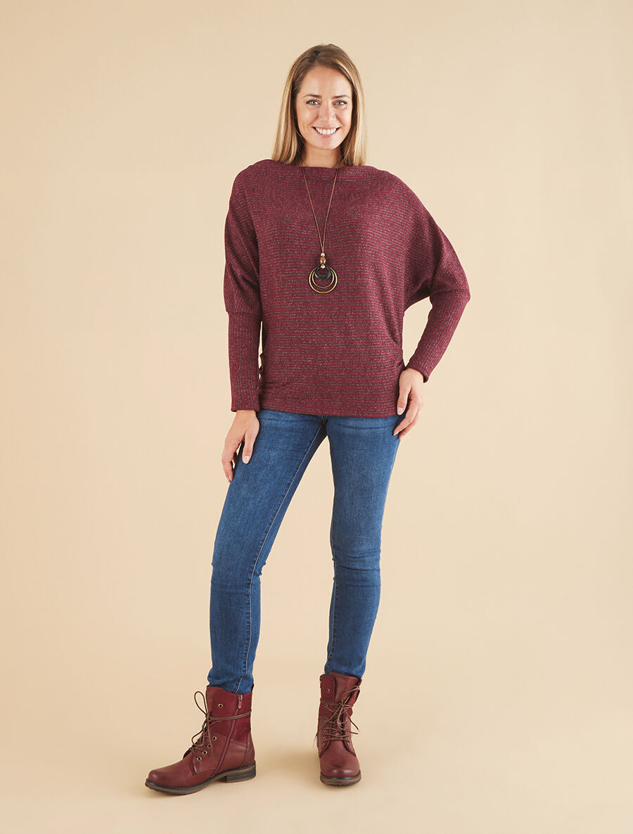 Pull côtelé et irisé - Lie de vin - 4