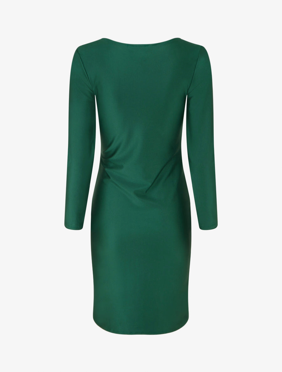 Robe mi-longue à bijou métal - Vert - 2