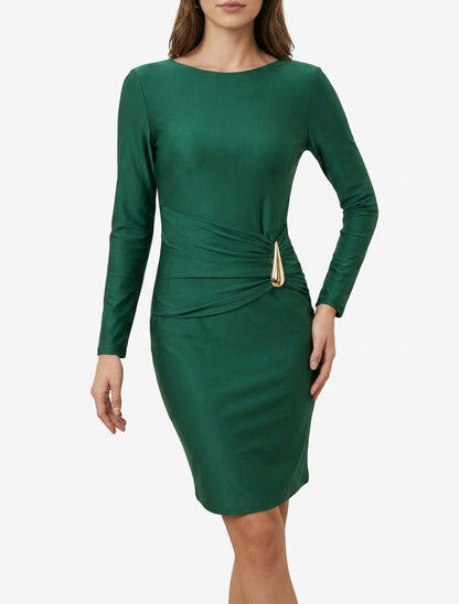 Abito midi con gioiello in metallo - Verde