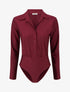 Body satiné style chemise - Lie de vin - 1