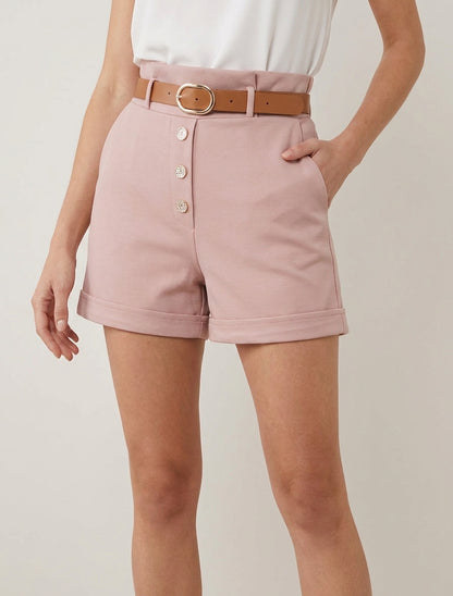 Short a sacchetto con bottoni decorativi - Rosa antico