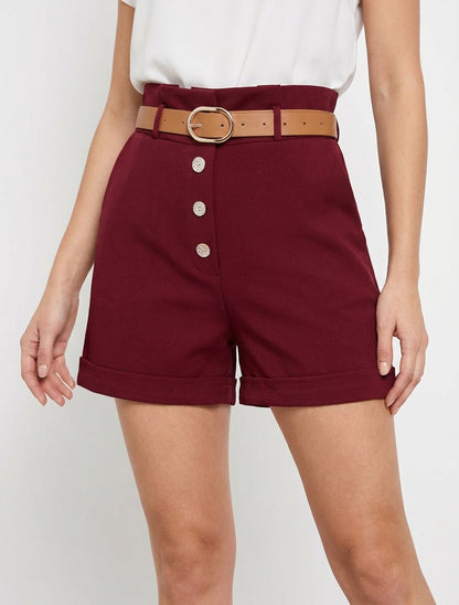 Short a sacchetto con bottoni decorativi - Bordeaux