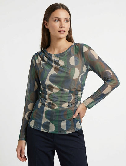 Top in tulle con stampa grafica - Marina
