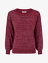Pull ample en maille irisée à col rond - Lie de vin - 1