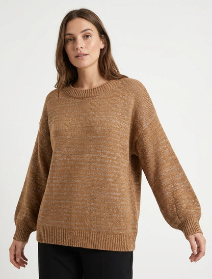 Maglione ampio in maglia iridescente con scollo rotondo. - Chameau