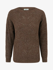 Pull droit en maille irisée à col bateau - Marron - 1