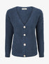 Gilet en maille fantaisie à col V - Bleu - 1