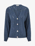 Gilet ample en maille ajourée à col V - Bleu - 1