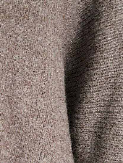 Gilet ouvert en maille épaisse à manches chauve-souris - Taupe - 3